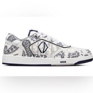 Christian Dior B27 White Navy Galaxy Paisley Calf leather Oblique sneakers NWT